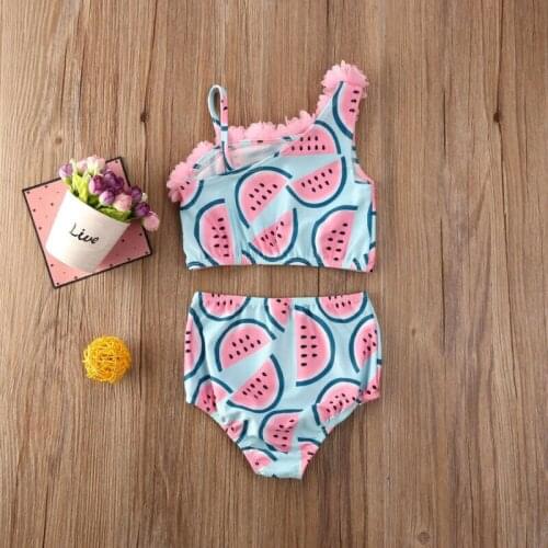 Toddler Kids Baby Girl Flower Watermelon Bikini Set Two Pieces Swimwear Separate Swimsuit 2020 New Brand Kids Swimming Clothing