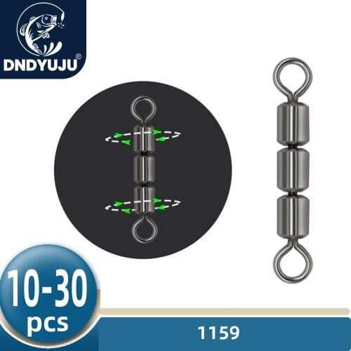 DNDYUJU 50/30pcs Rolling Triple Bearing Swivel Fishing Connector Size 10#-1# Barrel Rolling Solid Rings For Fish Hooks Lure Line