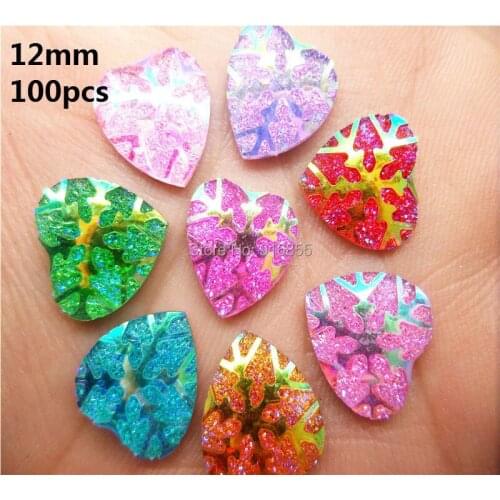 Free Shipping DIY NEW small lot 100pcs 12mm Multi Color Resin Heart stones Flatback Scrapbooking for phone/wedding Decoration
