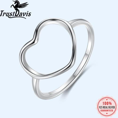 Trusta Genuine 925 Sterling Silver Fashion Love Heart Rings Size 6 7 8 Wonderful For Women Girl Wedding Jewelry Gift DA342