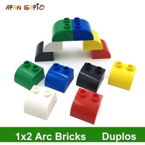 DIY Building Blocks Arc Figures Bricks 1x2Dot 12PCS a Pack Educational Creative Toys for Children Compatible With Brands