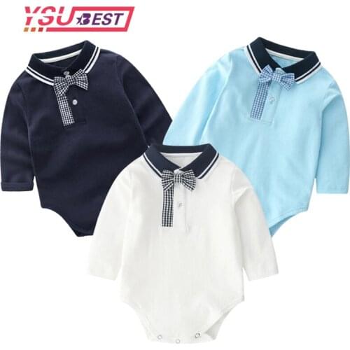 Handsome Baby Rompers Girls Infant Newborn Bow Romper Costume Cotton Tie Jumpsuit Clothes Gentleman Body Suit Baby Boys Clothing