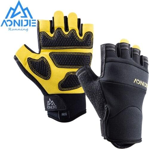AONIJIE Lightweight Half Finger Sports Gloves Grasping Breathable Bicycle Gloves Half Finger Shockproof Cycling Gym Gloves