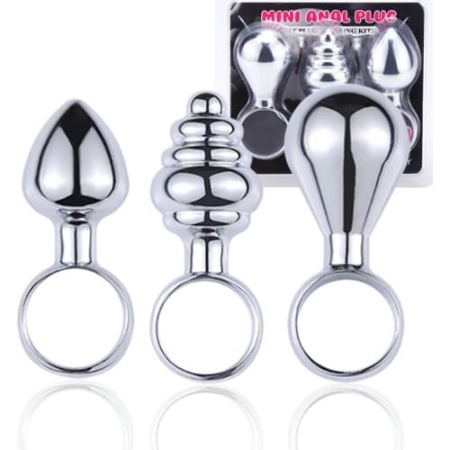Metal Pull Ring Anal Plug Solid Anal Dilator Man/Woman G Spot Stimulation Buttplug Masturbator Anal Toys 3 Pcs/Set Ass Plug