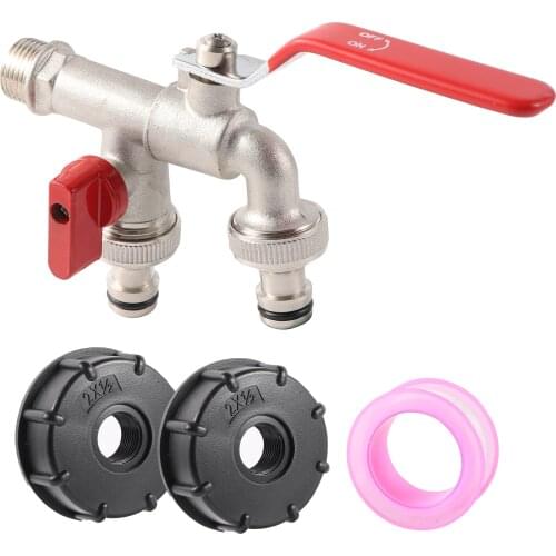 Double Tap IBC Tank Adapter S60X6 1/2" Garden Hose Faucet Water-tank Replacement Connector Garden Irrigation Accessories