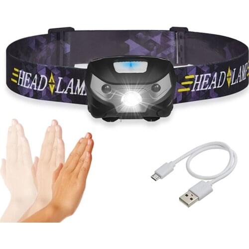 T6 LED Headlamp Rechargeable, Super Bright, 3 Modes, Waterproof, Adjustable and Comfortable Headlamp Flashlights, Wave Sensor