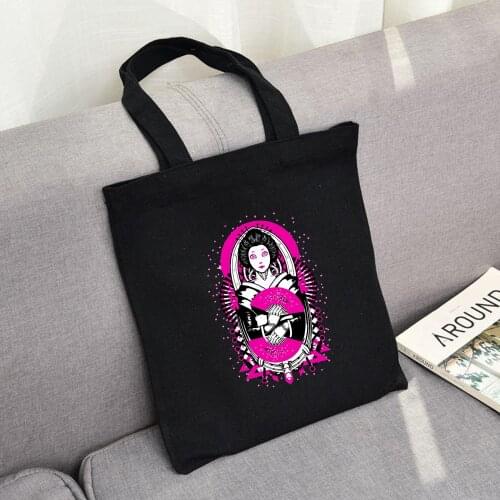 Casual Tote Handbag Japanese Anime Print Canvas Bags Women Reusable Shopping Shoulder Bags Cartoon Vintage Unisex Foldable Bag