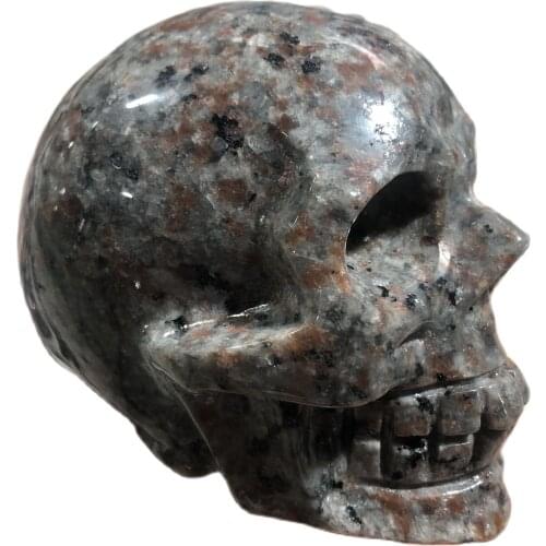 Natural Crystals Quartz Yooperlite Fire Flash Skulls Carved Halloween for Gift Healing Stone Room Home Office Decoration