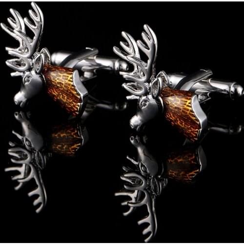 Luxury Classic Christmas Cufflinks Deer Head Copper Jewelry French Cuff links Buttons with Gift Box as Christmas Gifts Present