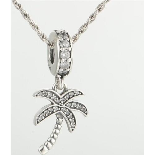 Coconut Tree Charms for women DIY 925 sterling silver jewelry Fit Original Snake Chain Bracelets Fashion Beads