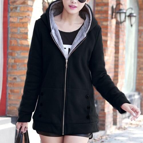 Casual Women Hoody Warm Sweatshirt Slim Fit Zipper Sweat Coat Autumn Winter Outerwear Hooded Clothes Plus Size 4XL Streetwear