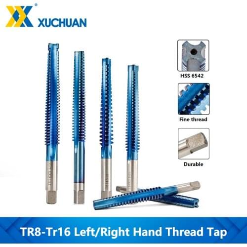 1pc HSS Trapezoidal Tap TR8/10/12/14/16 Screw Thread Tap Drill Bit Nano Blue Coated Left/Right Hand Machine Plug Tap