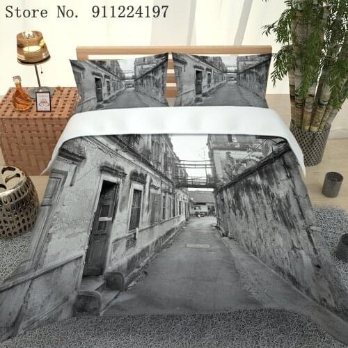 High Quality Bedspread Twin Full Queen King Size Ancient Town Duvet Cover Set Kids Adult Quilt Cover Bedclothes Alley Bed Linen