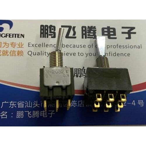 Japan NKK M-2032E-G Mini Toggle Switch 9-foot 2-speed shaking head rocker arm dialing flat handle 0.4VA