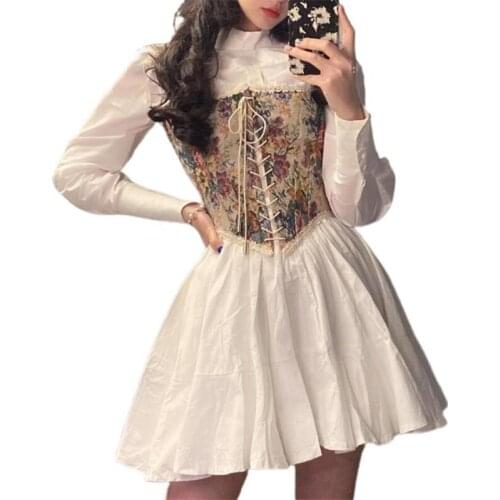 Sleeveless Dress Women Paint Printed Sexy Ball Gown Vintage Elegant Strap Backless Streetwear Club Style Ins