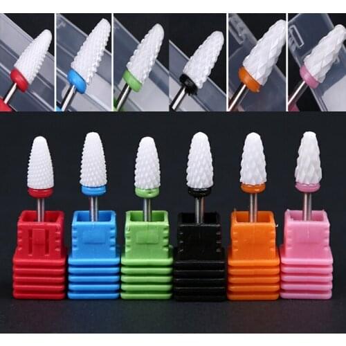 MOFONAILS 1pc Ceramic Nail Drill Rotate Bits 3/32" Milling Cutter Drill Bit Removing Polish UV Gel Pedicure Tool Nail Drill Bits