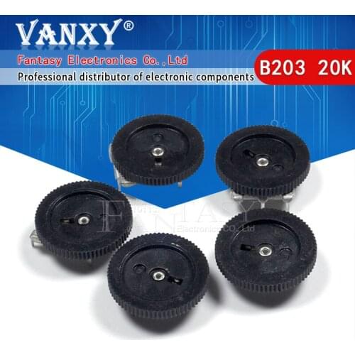10pcs Gear tuning potentiometer B203 20K 3pin 16*2mm Dial Potentiometer