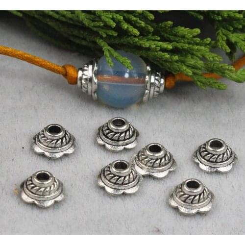 100pcs/lot Antique Silver Beads Spacer End Cap 7mm Handmade Decoration Bracelets Metal Tassel/Bead Caps DIY Jewelry Findings