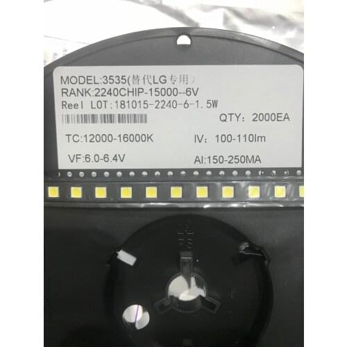 100PCS/Lot replace FOR LG SMD LED 3535 6V Cold White 2W For TV/LCD Backlight