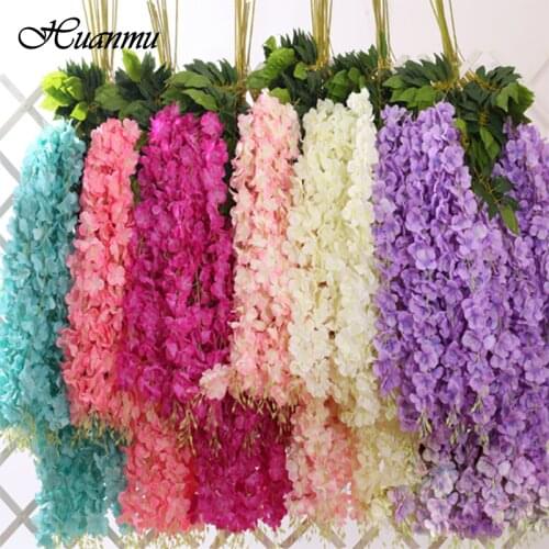 12Pcs 110CM Wisteria Artificial Flower Wreath Hanging On The Wedding Garden Outdoor Greening DIY Party Home Garden Decoration