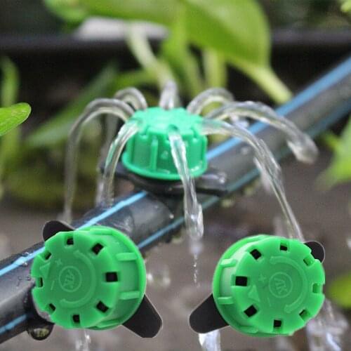 200PCS 8-Hole 360 Degree Adjustable Irrigation Drippers Sprinkler Emitters Watering Water Dripper (Green) Drip Irrigation