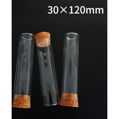 24pcs/lot 30x120mm Glass Flat Bottom Tube With Cork Stopper,Thickened Laboratory Glassware