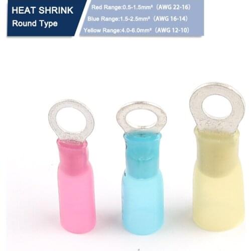 30PCS Heat shrink RV Ring Insulated Terminals Wire Cable Connectors Electrical Wiring Crimp Terminals