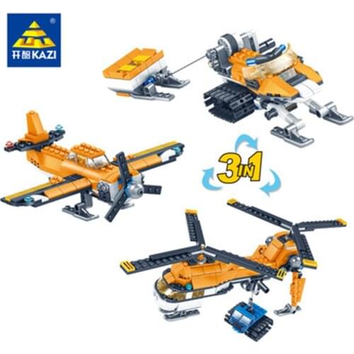 348pcs Kaizhi 80012 City Villa Series 3-in-1 Double Wing Gliding Transporter Small Particles DIY Building Block Toy Gifts
