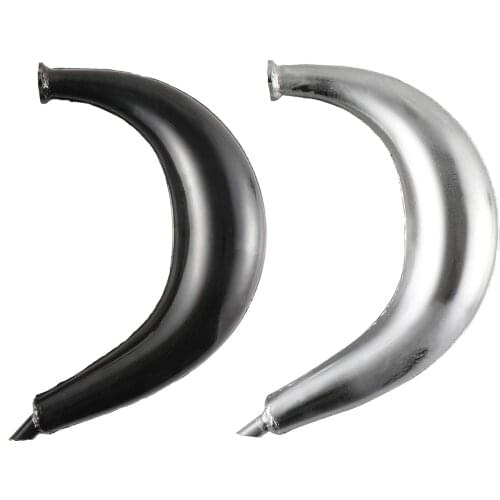 40mm Big Half Moon Muffle Exhaust Pipe 80cc Motorized Motorised Bicycle Silver/Black