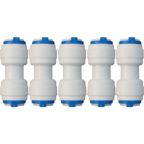 5 PCS 3/8" Tub OD Quick Connect Tube Fittings I-Type Straight 3/8 inch Connector for RO Water Systems Water Purifier Accessories