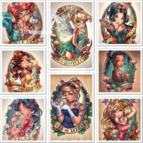 5D Diy Diamond Painting Cartoon Girl Cross Stitch Mosaic Figure Full Square Round Diamond Embroidery Home Decoration