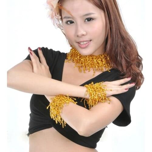Belly dance accessories Women Cheap Jewelries Belly Dancer Costume Accessories Tassel Necklace Indian Jewelry 2 pieces bracelets