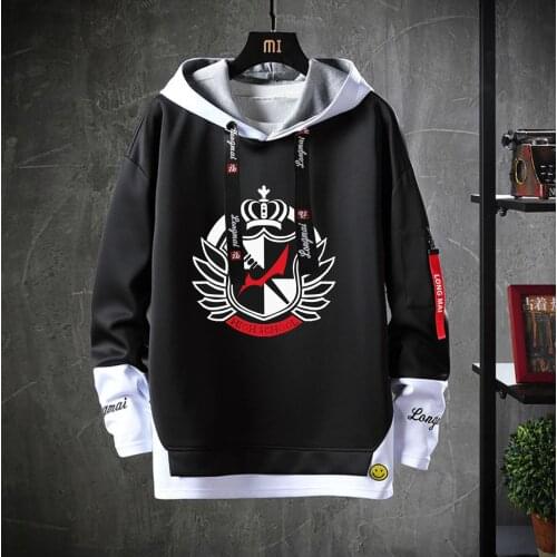 Anime Danganronpa Hooded Unisex Cartoon Casual Fake Two-Piece Sweatshirt jacket Teenagers Costume Hoodies coat