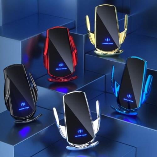 Premium Car Wireless Charger Mobile Phone Bracket Induction Opening / Closing Navigation Fixing Frame Fast Charging Auto Holder