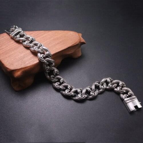 Solid 925 Sterling Silver Bracelet 15mm figaro Link Chain Bracelet 8.07" L