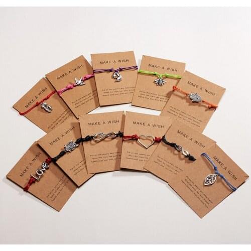 Multistyle Women Braided Bracelet with Wish Card Chain Bracelet for Couple Lover Friendship Fashion Jewelry