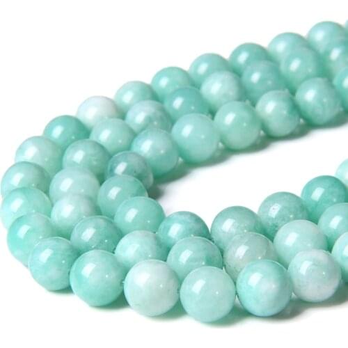 6 8 10mm High quality natural aquamarin beads Round blue Loose Spacer Beads for jewelry making Free Shipping Chalcedony beads