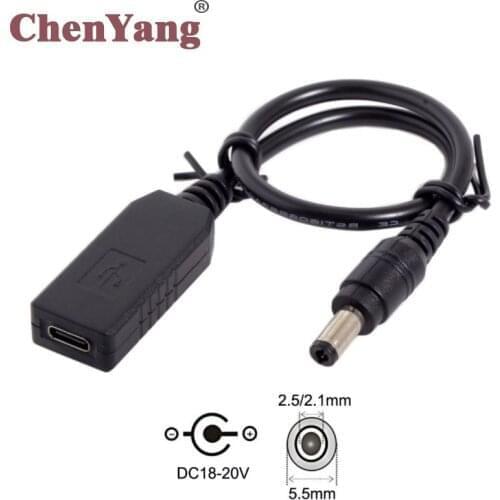 Chenyang DC 20V 5.5 2.5mm & 2.1mm Power Plug PD Emulator Trigger to USB 3.1 Type C USB-C Charge Cable for Laptop