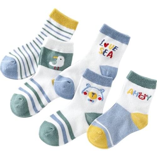 Breathable Childrens Socks Spring and SummerThin Section Pure Medium Tube Mesh Socks Boys and Girls Baby Cotton Socks