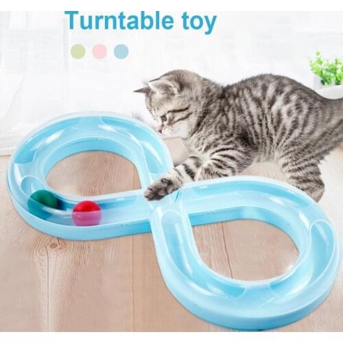 Cat Tray Blue Transparent Cat Entertainment Interactive Toys Pet Kitten Turntable Figure 8 Shaped Track Entertainment Supplies