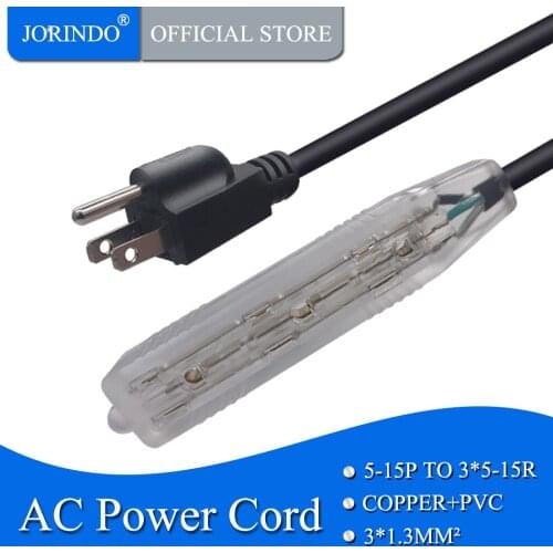 JORINDO 1.83M/6FT,NEMA 5-15P TO 3*5-15R Power Extension Cable,3Pin Flat Plug to female Power Cord, UL approval,15A/125V