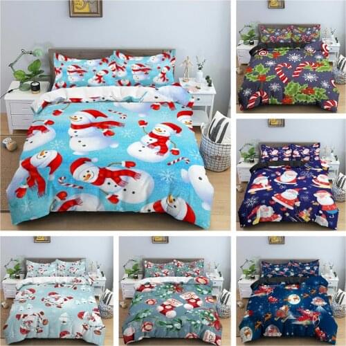 Christmas Santa Claus Bedding Set Comforter Cover Pillowcase Duvet Cover Bedclothes Queen King Size for Kids Festival Party Gift