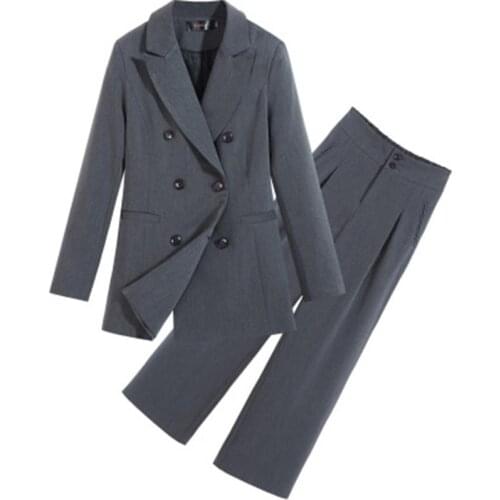 Fashion wide-leg pants suit suit spring New professional ladies business suit + Elastic pants suit women size M-5XL 45-105KG