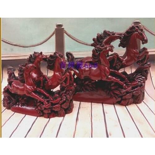Red Trojan horse Resin Resinous double three horse zodiac household successful office crafts sculpture decoration statues Home