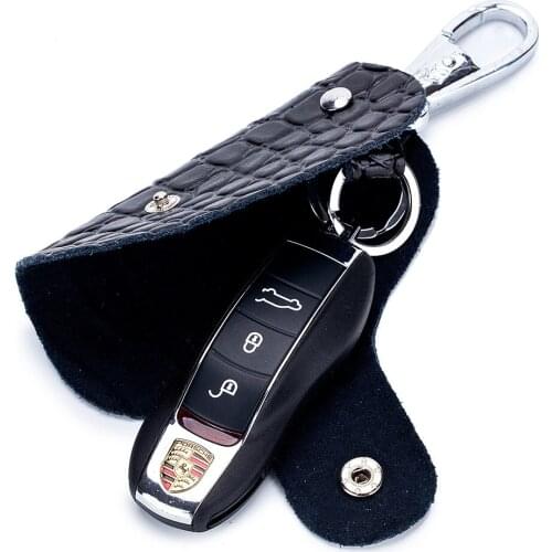 Crocodile Pattern Car Key Bag Wallet Women Men Genuine Leather Keychain Housekeeper Key Case Organizer Mini Key Cover
