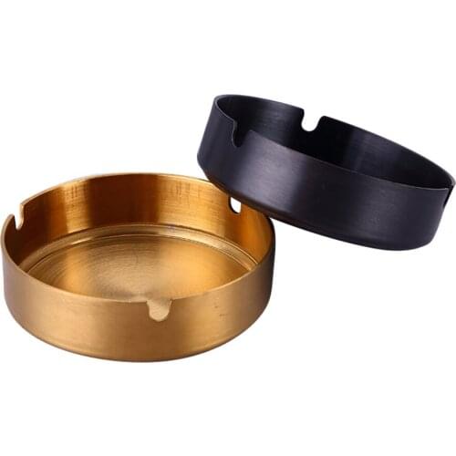 Round Durable Protable Ash Tray Stainless Steel High Temperature Resistant Coverless Ashtrays Tobacco Bowl Desktop Ash Holder