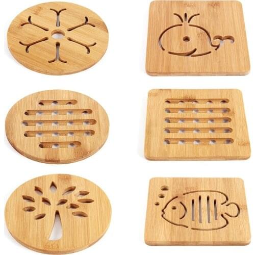 Round/Square Wood Mug Coasters Non-Slip Insulation Bowl Mat Wooden Placemat Tea Coffee Bar Cup Table Pad Drink Coasters