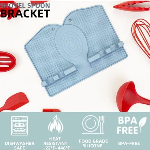 WALFOS Kitchen Accessories Cooking Tools Heat Resistant Silicone Spoon Rest Ladle Utensil Holder Organizer Rack Storage