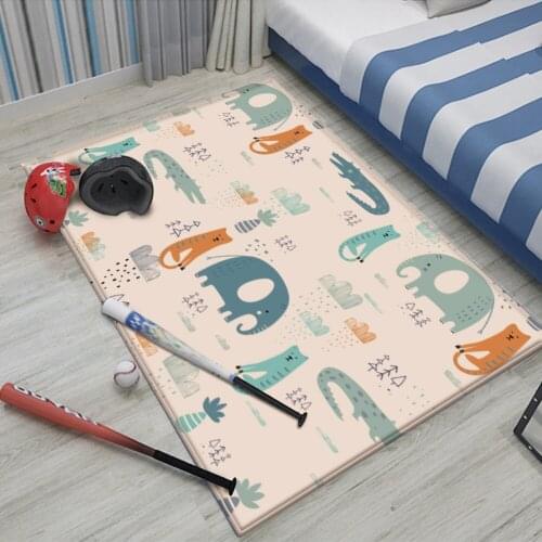 Tapetes De Sala Cute Animals Flannel Carpet Rug Cartoon Floor Rug For Living Room Bedroom Kids Room Non-Slip Play Mat & Carpet