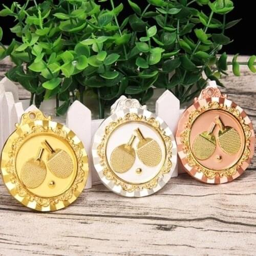 New Fashion Gold Silver Bronze Table Tennis Medal Customized Metal Medals Match Championship Sports Athletic Medal 65mm Diameter